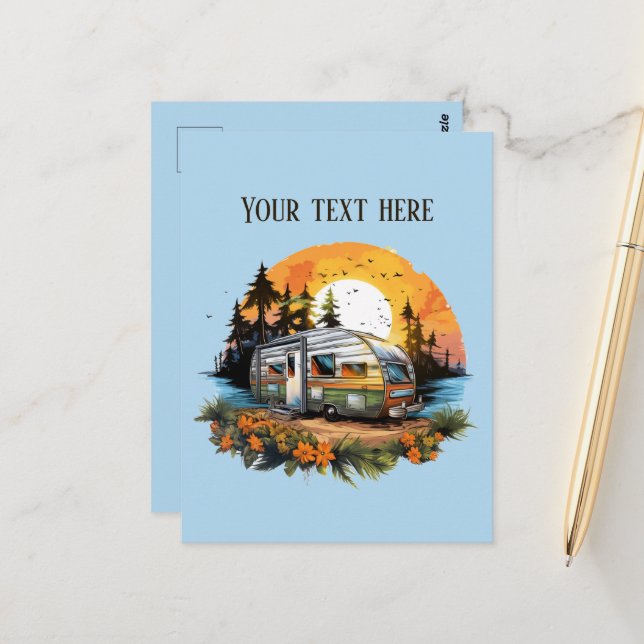 Niedliche Camping-Liebhaber hinzufügen Postkarte (Vorderseite/Rückseite Beispiel)