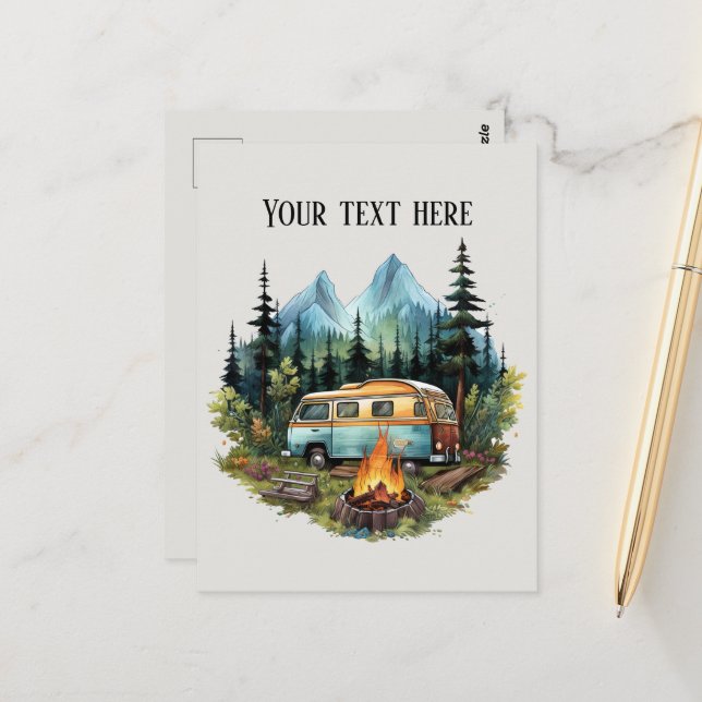 Niedliche Camping-Liebhaber hinzufügen Postkarte (Vorderseite/Rückseite Beispiel)