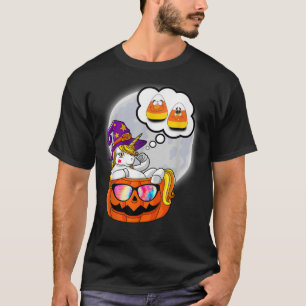 Niedliche Candy Corn Unicorn Kürbisregenbows Hallo T-Shirt