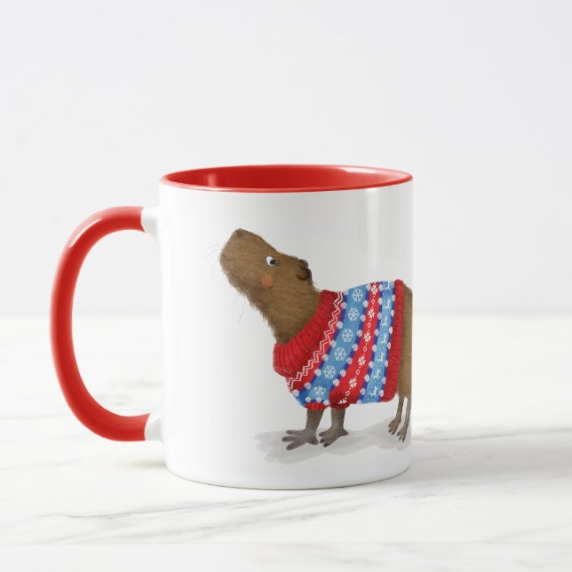 Niedliche Capybara in einer Weihnachtsjumper-Tasse Tasse (Links)