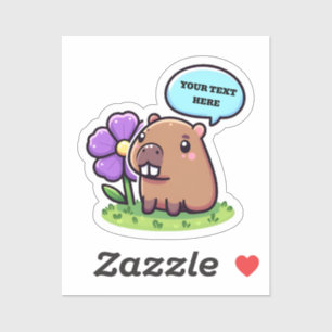 Niedliche Capybara mit Blume Aufkleber