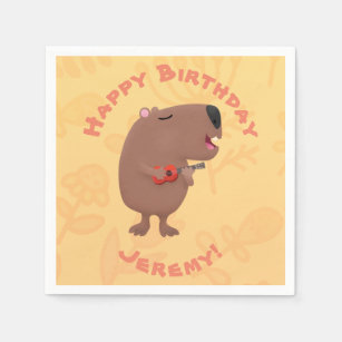 Niedliche Capybara personalisierter Geburtstags-Ca Serviette