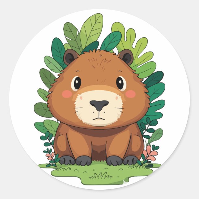 Niedliche Capybara Runder Aufkleber (Vorderseite)
