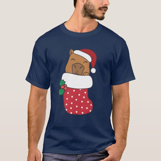 Niedliche Capybaras in der Weihnachtssohle Für den T-Shirt (Vorderseite)