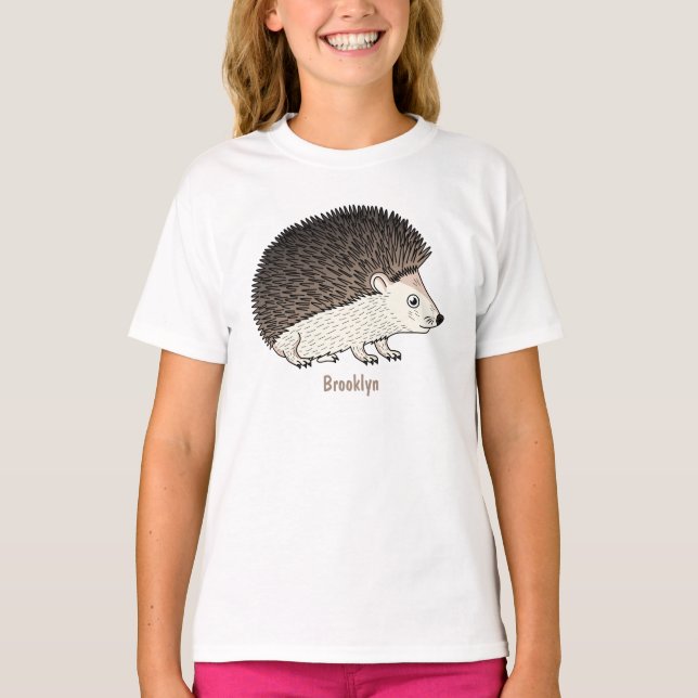 Niedliche Cartoon-Abbildung eines Igels T-Shirt (Vorderseite)