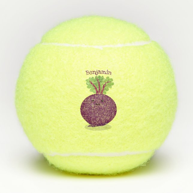 Niedliche Cartoon-Abbildung für glückliche Rübenwu Tennisbälle (Vorderseite)