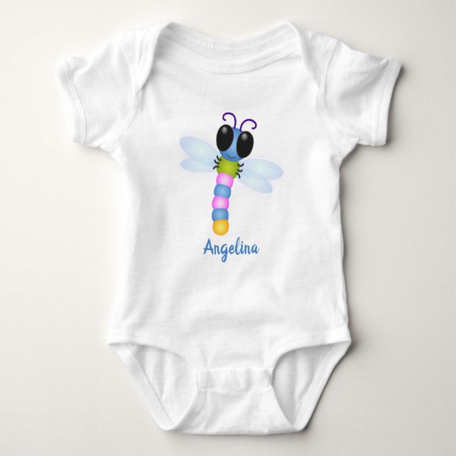 Niedliche Cartoon-Abbildung in Blau und Rosa Baby Strampler (Vorderseite)