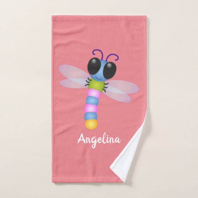 Niedliche Cartoon-Abbildung in Blau und Rosa Badhandtuch Set (Handtuch)