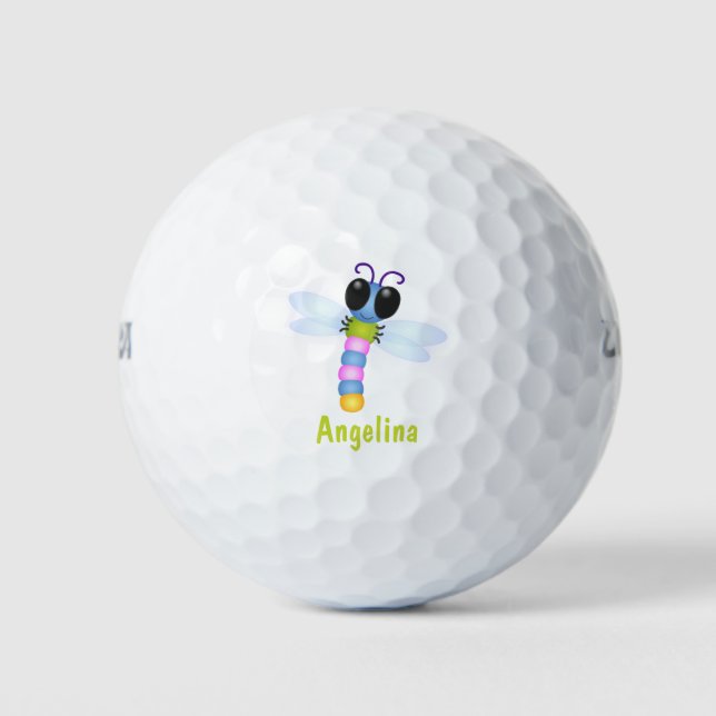 Niedliche Cartoon-Abbildung in Blau und Rosa Golfball (Vorderseite)