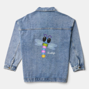 Niedliche Cartoon-Abbildung in Blau und Rosa Jeansjacke