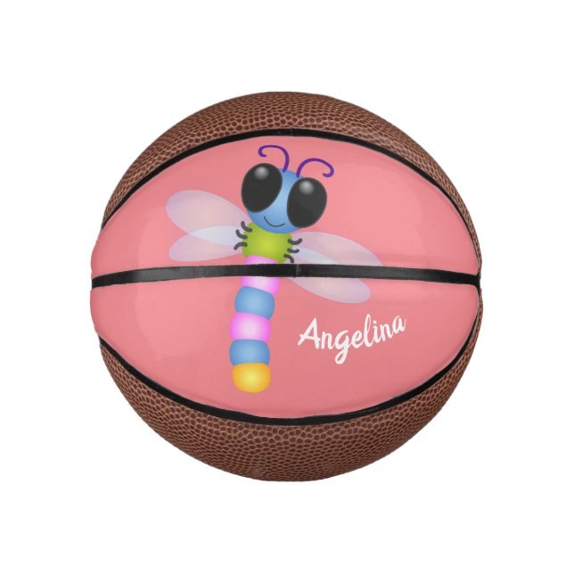 Niedliche Cartoon-Abbildung in Blau und Rosa Mini Basketball (Vorderseite)