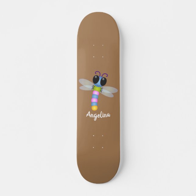 Niedliche Cartoon-Abbildung in Blau und Rosa Skateboard (Vorne)