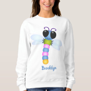 Niedliche Cartoon-Abbildung in Blau und Rosa Sweatshirt