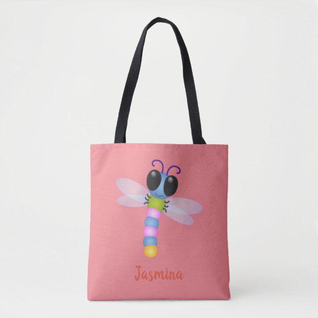 Niedliche Cartoon-Abbildung in Blau und Rosa Tasche (Vorderseite)