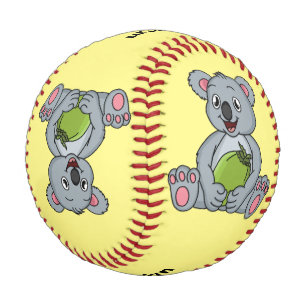 Niedliche Cartoon-Abbildung Koala und Kokosnuss Baseball