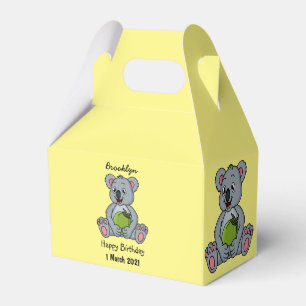 Niedliche Cartoon-Abbildung Koala und Kokosnuss Geschenkschachtel
