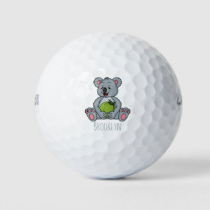 Niedliche Cartoon-Abbildung Koala und Kokosnuss Golfball