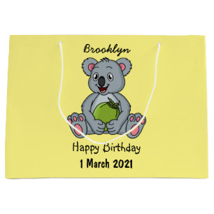 Niedliche Cartoon-Abbildung Koala und Kokosnuss Große Geschenktüte