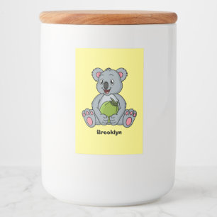 Niedliche Cartoon-Abbildung Koala und Kokosnuss Lebensmitteletikett
