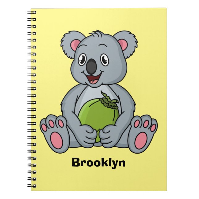 Niedliche Cartoon-Abbildung Koala und Kokosnuss Notizblock (Vorderseite)