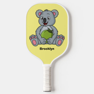 Niedliche Cartoon-Abbildung Koala und Kokosnuss Pickleball Schläger