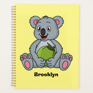 Niedliche Cartoon-Abbildung Koala und Kokosnuss Planer