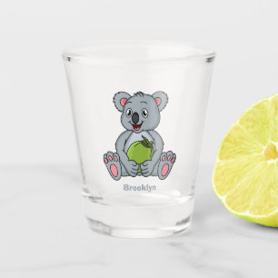 Niedliche Cartoon-Abbildung Koala und Kokosnuss Schnapsglas