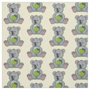 Niedliche Cartoon-Abbildung Koala und Kokosnuss Stoff