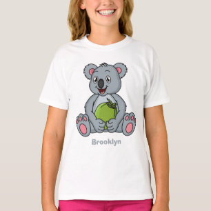 Niedliche Cartoon-Abbildung Koala und Kokosnuss T-Shirt