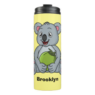 Niedliche Cartoon-Abbildung Koala und Kokosnuss Thermosbecher