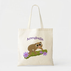 Niedliche Cartoon-Abbildung von langsamen Loris-Bl Tragetasche