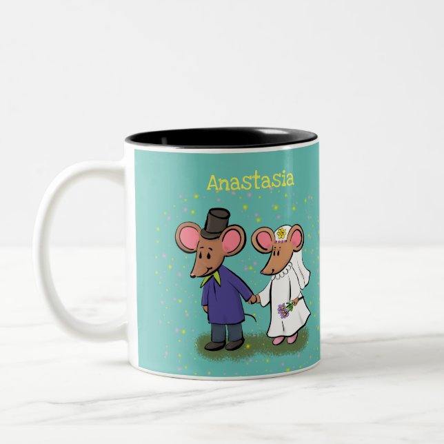 Niedliche Cartoon-Abbildung Zweifarbige Tasse (Links)