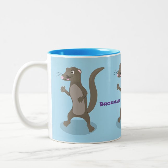 Niedliche Cartoon-Abbildung Zweifarbige Tasse (Links)