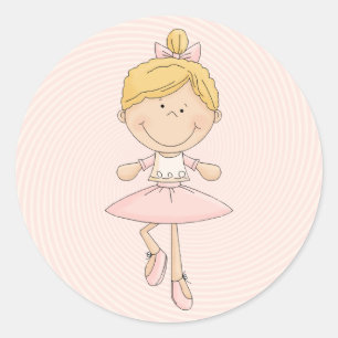 Niedliche Cartoon-Blondinen-Ballerina Runder Aufkleber