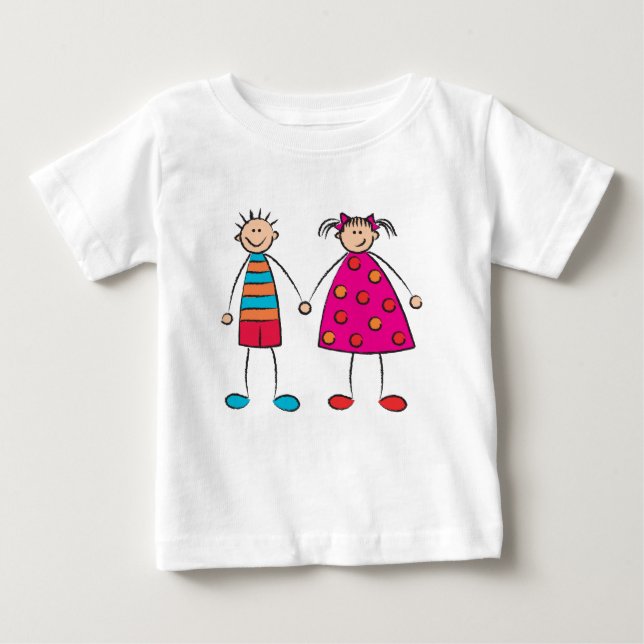 Niedliche Cartoon Boy and Girl Equals Liebe T - Sh Baby T-shirt (Vorderseite)