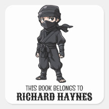 Niedliche Cartoon Boys BLack Ninja Book Label