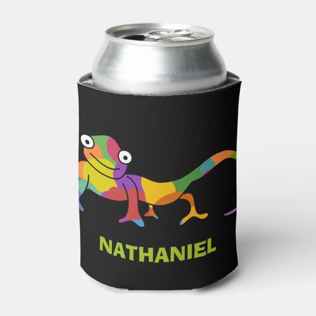 Niedliche Cartoon Chameleons Helle Farben Personal Dosenkühler (Kanne Vorderseite)