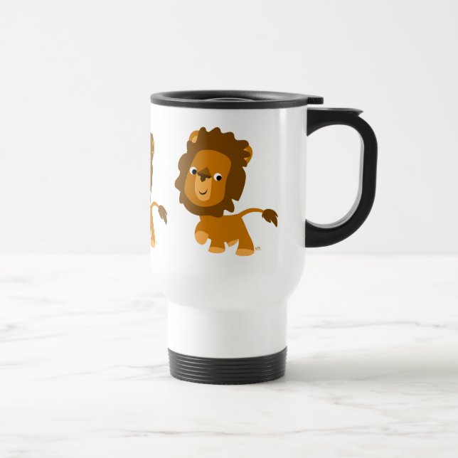 Niedliche Cartoon Content Löwenrechner-Tasse Reisebecher (Rechts)