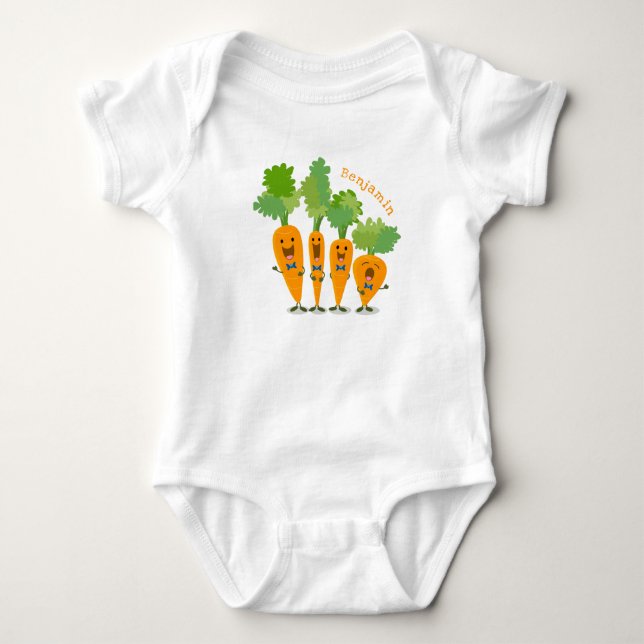 Niedliche Cartoon-Darstellung des Carrot-Quartetts Baby Strampler (Vorderseite)
