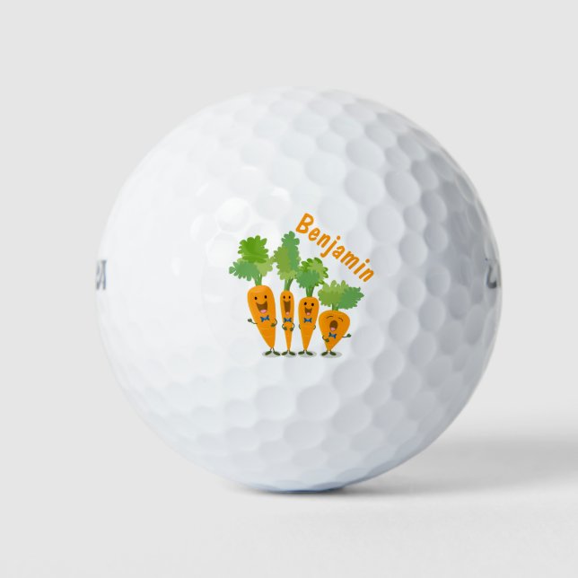 Niedliche Cartoon-Darstellung des Carrot-Quartetts Golfball (Vorderseite)