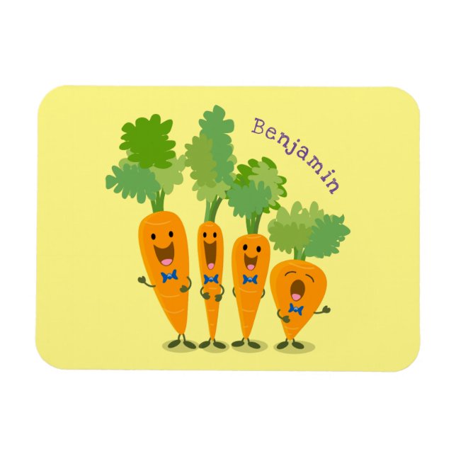 Niedliche Cartoon-Darstellung des Carrot-Quartetts Magnet (Horizontal)
