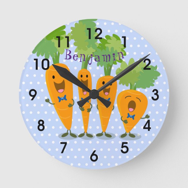 Niedliche Cartoon-Darstellung des Carrot-Quartetts Runde Wanduhr (Vorderseite)