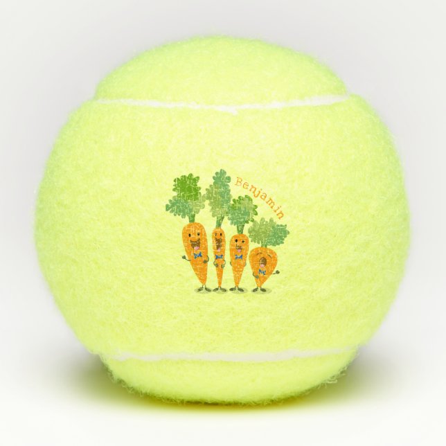 Niedliche Cartoon-Darstellung des Carrot-Quartetts Tennisbälle (Vorderseite)