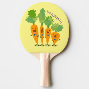 Niedliche Cartoon-Darstellung des Carrot-Quartetts Tischtennis Schläger