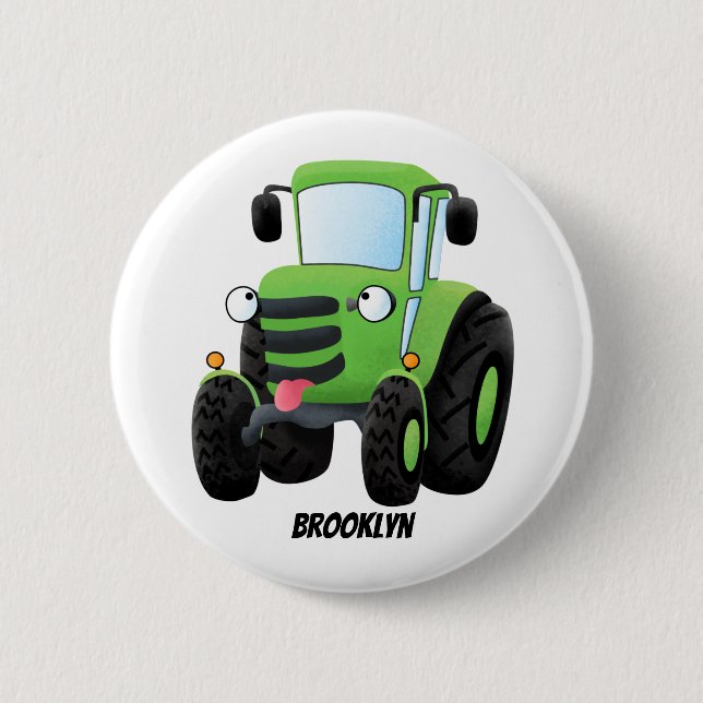 Niedliche Cartoon-Darstellung des Happy Farm Button (Vorderseite)
