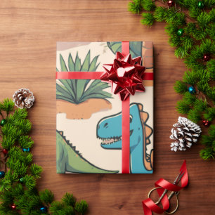 Niedliche Cartoon-Dinosaurier auf beigem Geschenk  Geschenkpapier