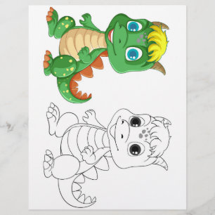 Niedliche Cartoon-Dinosaurier-Farbseite Flyer