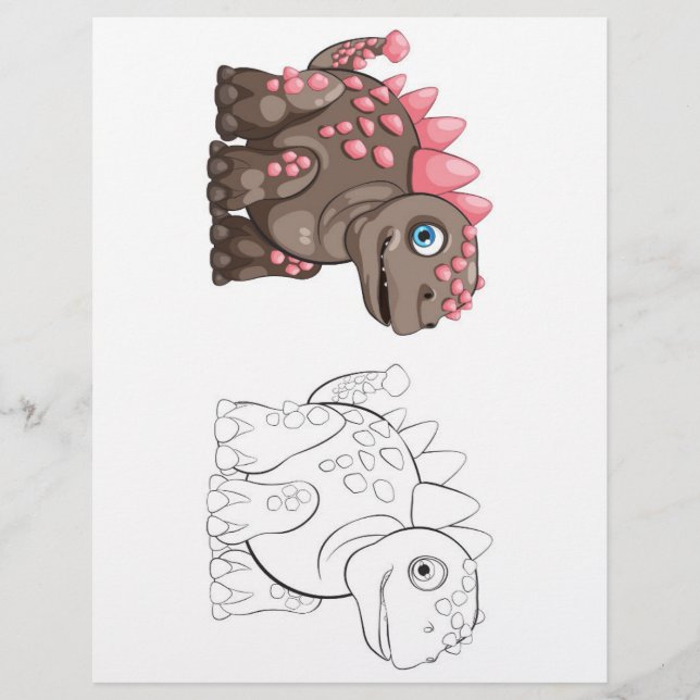 Niedliche Cartoon-Dinosaurier-Farbseite Flyer (Vorne)