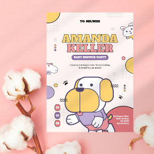 Niedliche Cartoon Dog Babydusche Einladung