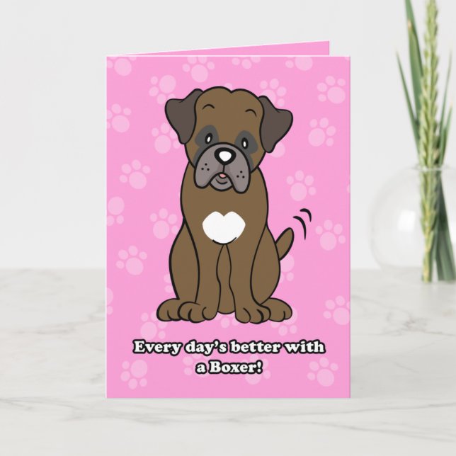 Niedliche Cartoon Dog Boxer Grußkarte Karte (Vorderseite)